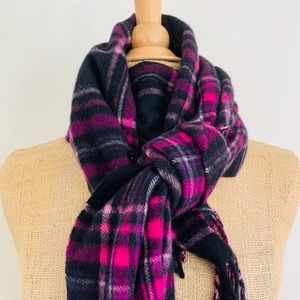 Cashmere pink and black plaid scarf